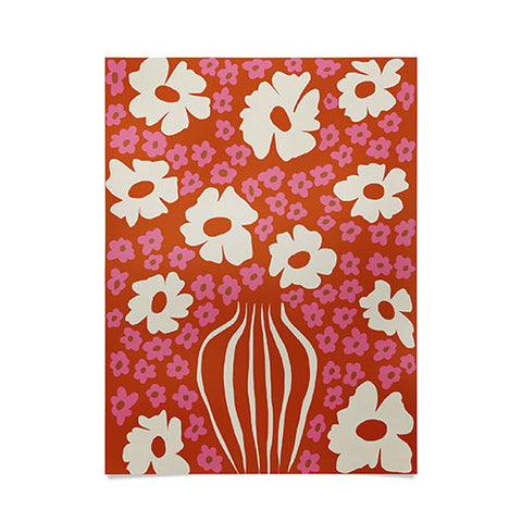 Miho flowerpot in orange and pink Poster