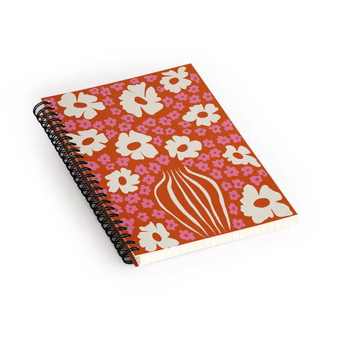 Miho flowerpot in orange and pink Spiral Notebook
