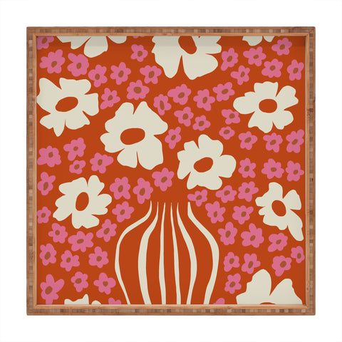 Miho flowerpot in orange and pink Square Tray