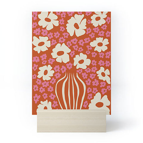 Miho flowerpot in orange and pink Mini Art Print