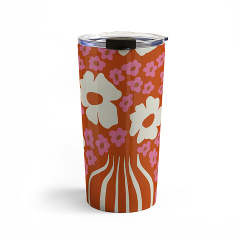 Miho flowerpot in orange and pink Travel Mug