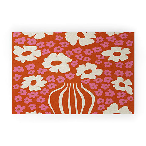 Miho flowerpot in orange and pink Welcome Mat
