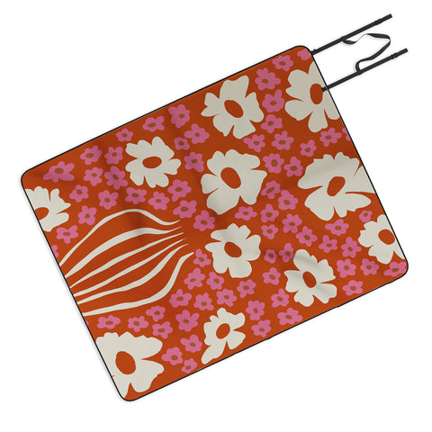 Miho flowerpot in orange and pink Picnic Blanket