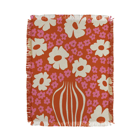 Miho flowerpot in orange and pink Throw Blanket