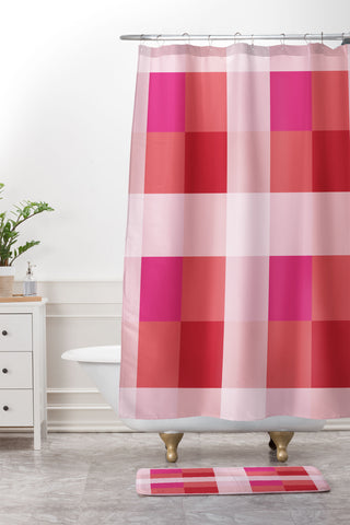 Miho geometrical color illusion Shower Curtain And Mat