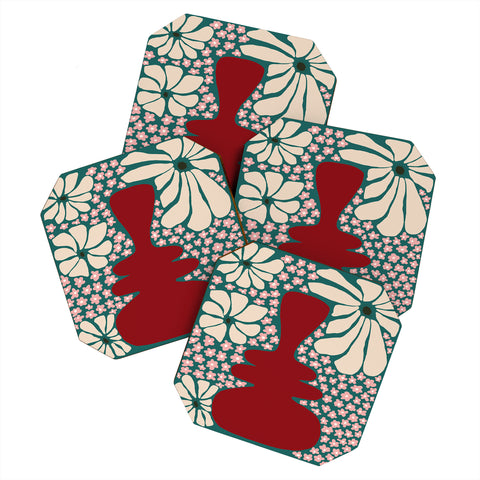 Miho Happy Retro flower vase 1 Coaster Set