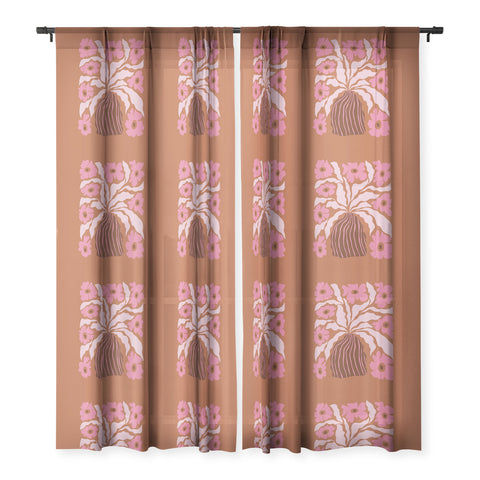 Miho Midcentury blooming pot Sheer Window Curtain