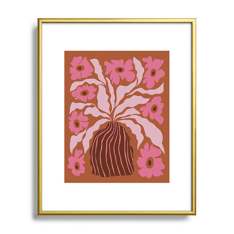 Miho Midcentury blooming pot Metal Framed Art Print