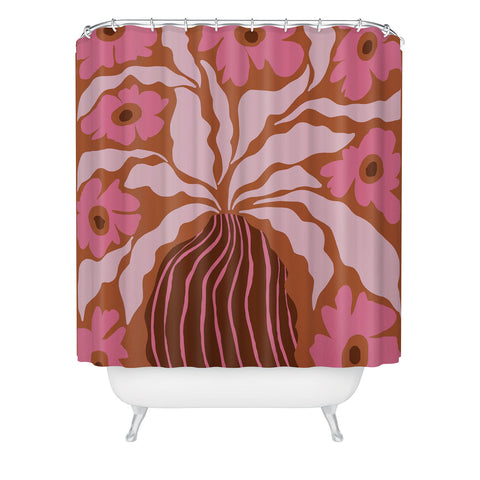 Miho Midcentury blooming pot Shower Curtain