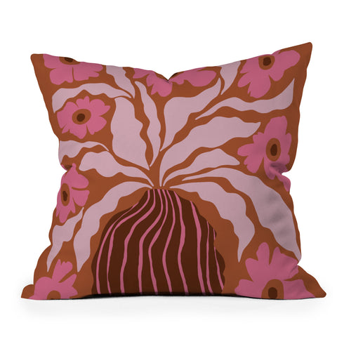 Miho Midcentury blooming pot Throw Pillow