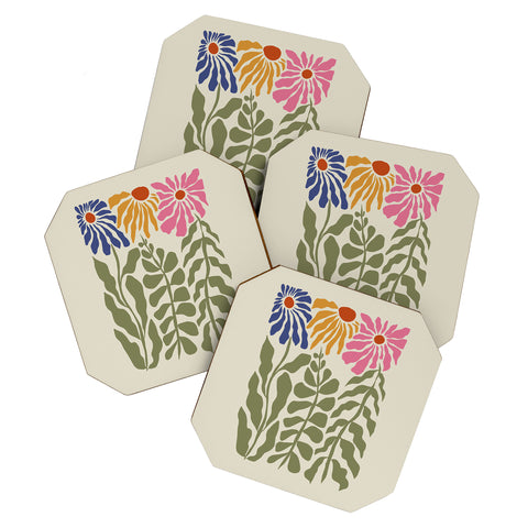 Miho MidCentury floral Coaster Set