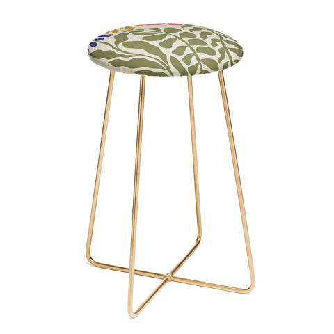 Miho MidCentury floral Counter Stool