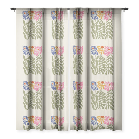Miho MidCentury floral Sheer Window Curtain