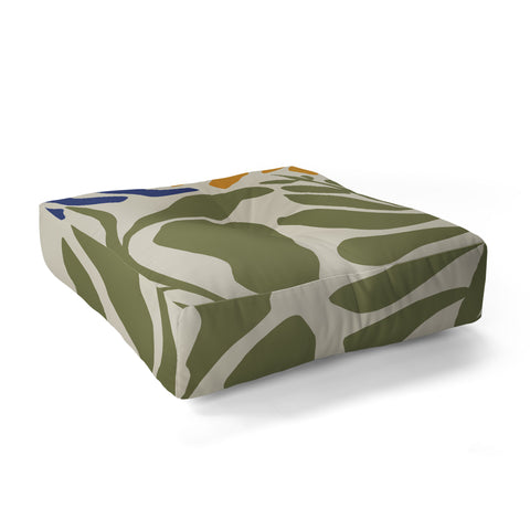 Miho MidCentury floral Floor Pillow Square
