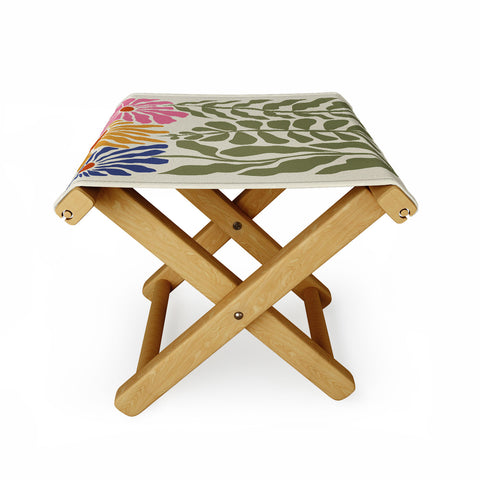 Miho MidCentury floral Folding Stool