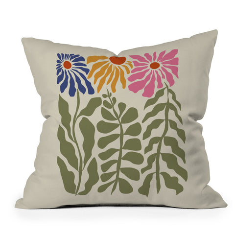 Miho MidCentury floral Outdoor Throw Pillow