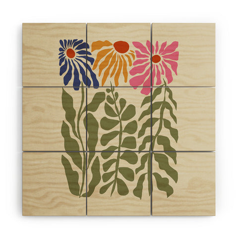Miho MidCentury floral Wood Wall Mural