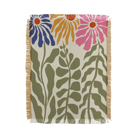 Miho MidCentury floral Throw Blanket