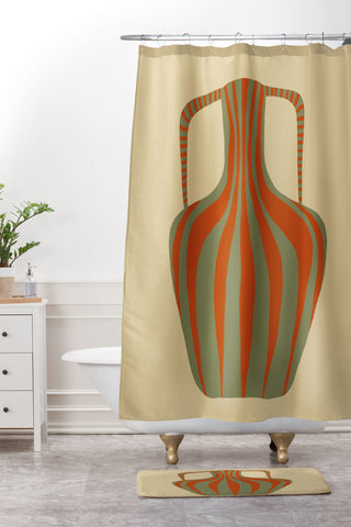 Miho Minimal Pottery 3 Shower Curtain And Mat
