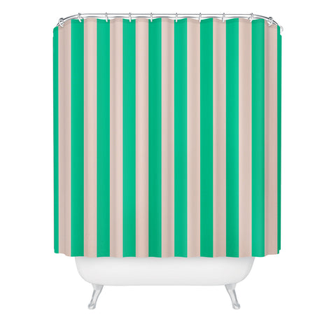 Miho minted stripe Shower Curtain
