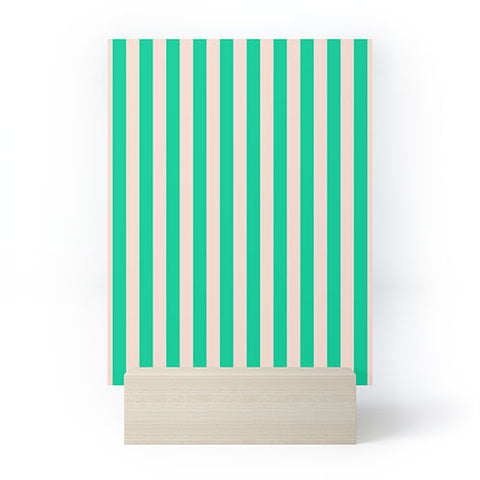 Miho minted stripe Mini Art Print