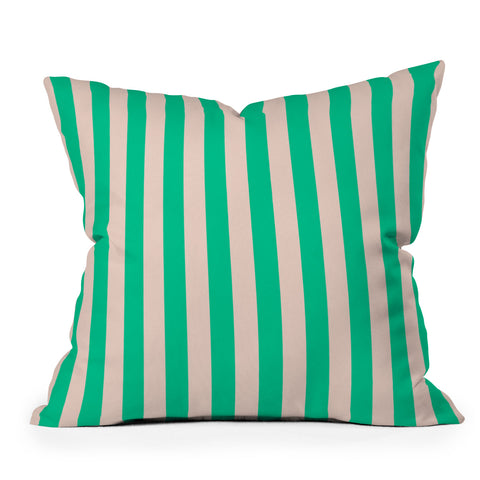 Miho minted stripe Outdoor Throw Pillow