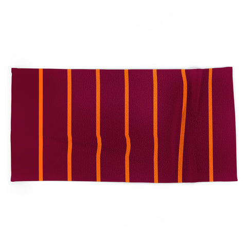 Miho orange stripe Beach Towel