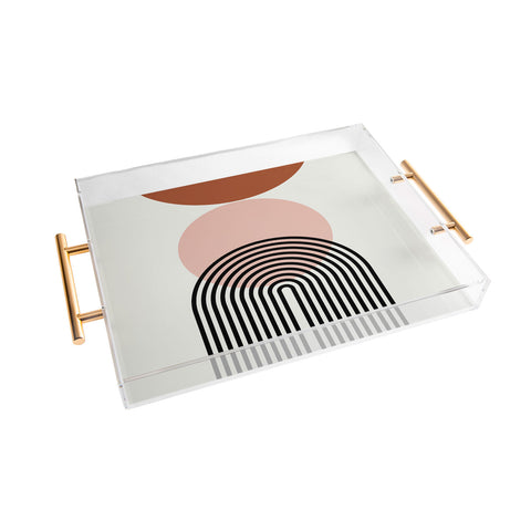 Miho terracotta sun and moon abstract Acrylic Tray