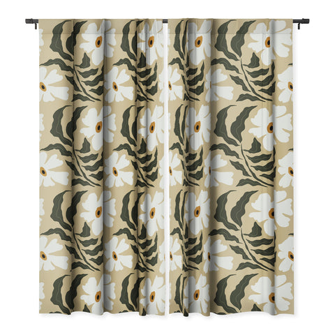 Miho White daisy I Blackout Window Curtain