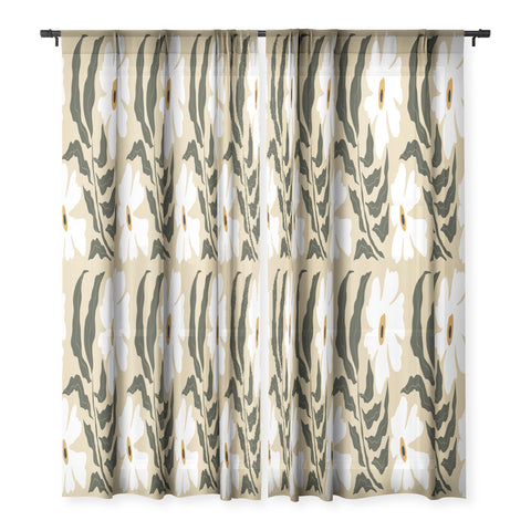 Miho White daisy I Sheer Non Repeat