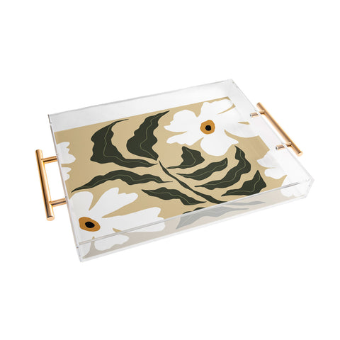 Miho White daisy I Acrylic Tray