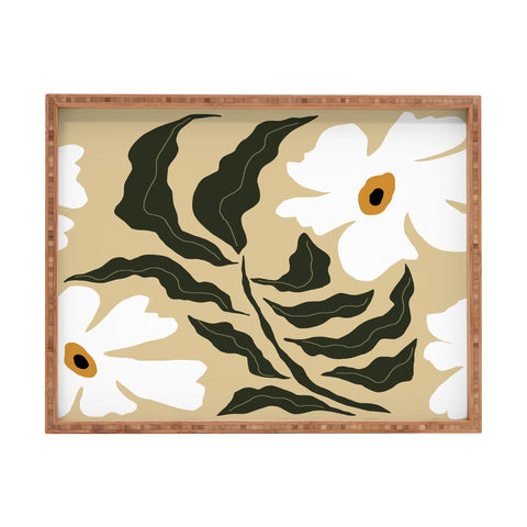 Miho White daisy I Rectangular Tray