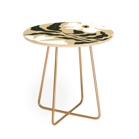 Miho White daisy I Round Side Table