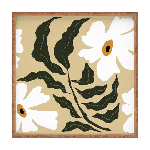 Miho White daisy I Square Tray