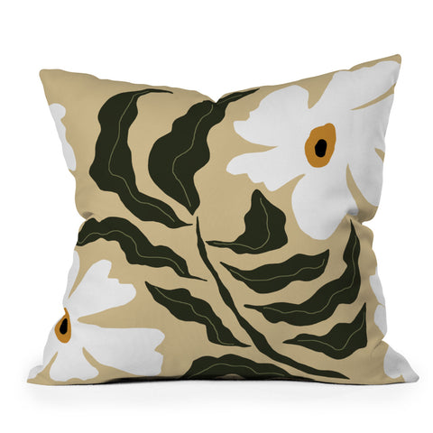Miho White daisy I Throw Pillow