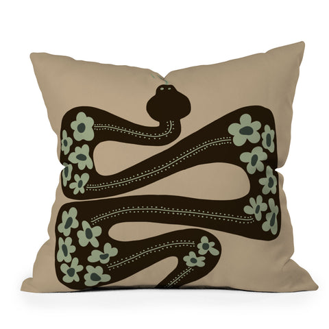Miho wild and free green anaconda Outdoor Throw Pillow