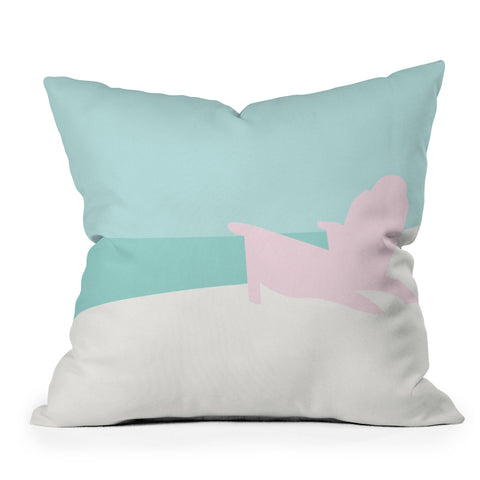Mile High Studio Minimal Beach Chair Turquoise Outdoor Throw Pillow