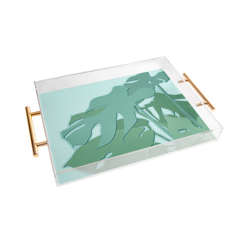 Mile High Studio Minimal Monstera Leaves Green Acrylic Tray
