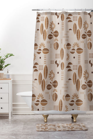 Mirimo Africa Flora Beige Shower Curtain And Mat