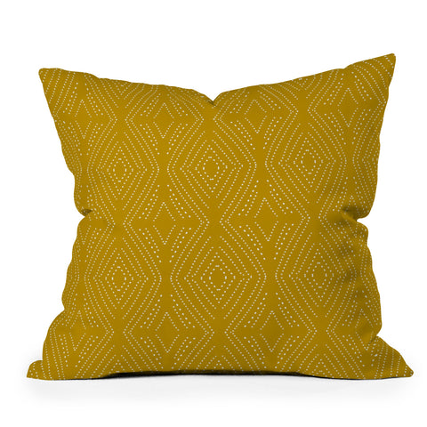 Mirimo Afriican Diamond Yellow Ochre Outdoor Throw Pillow