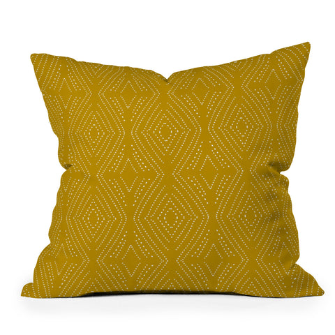 Mirimo Afriican Diamond Yellow Ochre Outdoor Throw Pillow