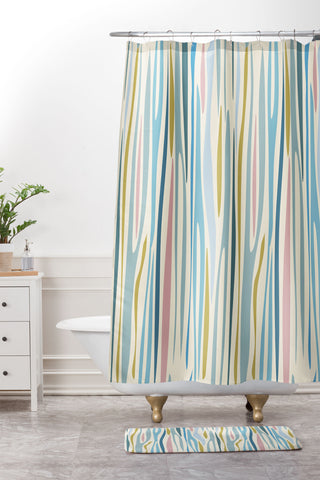 Mirimo Aristo Stripes Shower Curtain And Mat