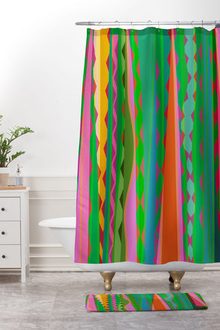 Mirimo Bazaar Brazil Green Shower Curtain And Mat