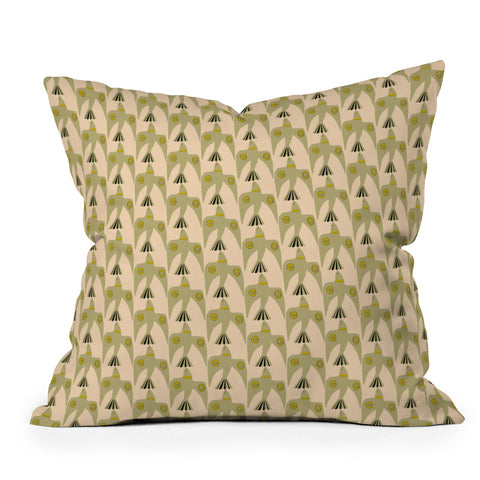 Mirimo Birds Pattern Olive Outdoor Throw Pillow