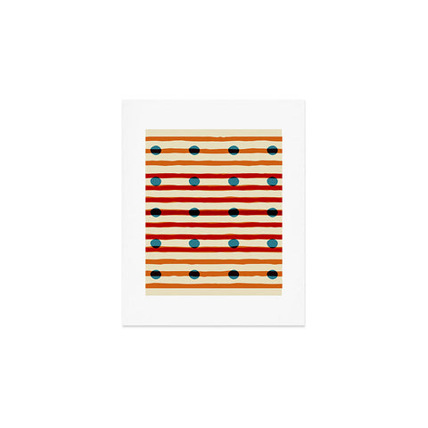 Mirimo blue dots red lines Art Print