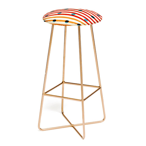 Mirimo blue dots red lines Bar Stool