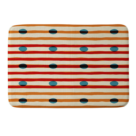 Mirimo blue dots red lines Memory Foam Bath Mat