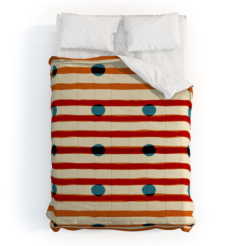 Mirimo blue dots red lines Comforter