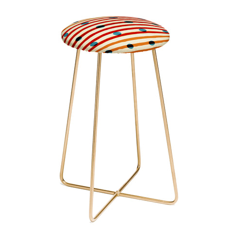 Mirimo blue dots red lines Counter Stool
