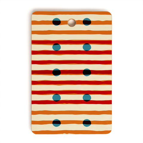 Mirimo blue dots red lines Cutting Board Rectangle